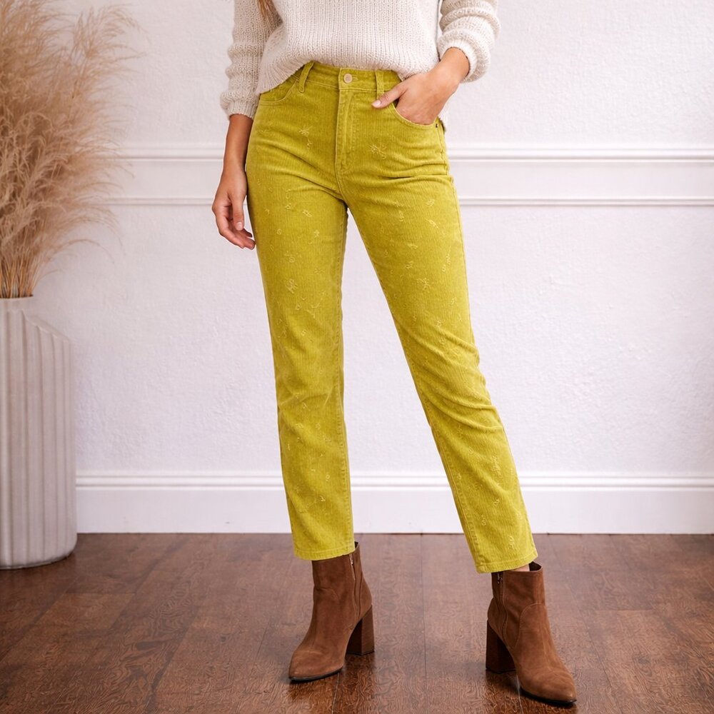 Vintage 90s Bianca Olive Corduroy Pants 26x30 Straight